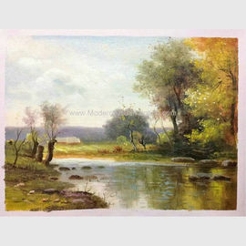 Ajardinar original impressionista da rocha do rio das pinturas de paisagem do óleo feito a mão na lona