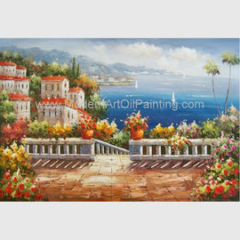 Pintura a óleo mediterrânea feito a mão da cena do jardim da pintura a óleo da paisagem para a decoração