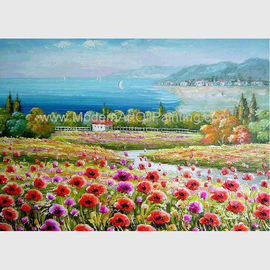 Lona de pinturas floral moderna vermelha decorativa/pinturas de paisagem realísticas da flor