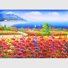 Pinturas a óleo vermelhas do mar de Poppy Floral Oil Painting Mediterranean pela faca