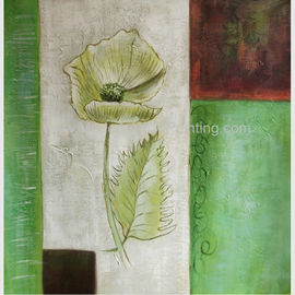 Pintura a óleo abstrata moderna da flor na lona, pintura esticada da lona para a decoração da parede