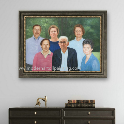 Retratos feitos sob encomenda da pintura a óleo da família para a decoração do armário da vista lateral