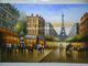 100% cenários feitos a mão de Paris da torre Eiffel da faca de paleta da pintura a óleo de Paris na lona