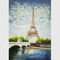 Torre Eiffel contemporânea da pintura da faca de paleta coberta com a camada plástica grossa