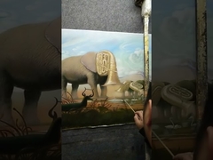 Pintura abstrata colorida de elefante em tela de parede