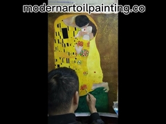Pintura a óleo pintada à mão do beijo da lona para a decoração home