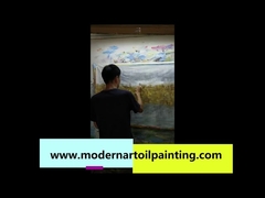 Folha de ouro que pinta arte abstrata da parede da lona para a decoração