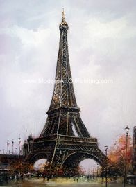 Pintura a óleo da torre Eiffel do estilo da impressão na decoração da casa da lona 50x60 Cm