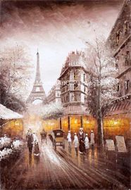 Pintura a óleo da faca do hotel da pintura a óleo de Paris do cenário da rua na lona
