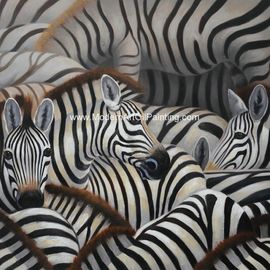 Arte feito a mão da parede da lona da cópia de Art Canvas Paintings Animal Zebra do sumário