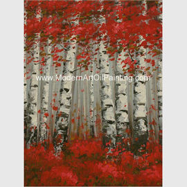 Art Oil Painting Brich Forest moderno pintado à mão, pintura de paisagem abstrata
