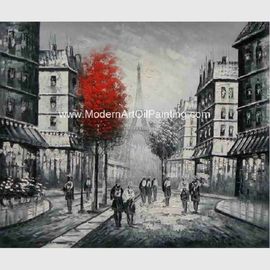 Pintura preto e branco, pintura de Paris de paisagem da faca de paleta da impressão