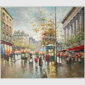 Óleo quadro da pintura a óleo da cena da rua de Paris no linho para a sala de visitas Deco