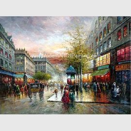 Óleo grosso 50 cm x 60 cm da rua de Paris da pintura a óleo de Paris da faca de paleta para cafés