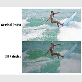 Os retratos feitos sob encomenda realísticos da pintura a óleo surfam a senhora Sports Oil Paintings da imagem