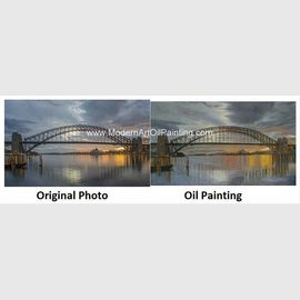 Retratos do óleo da paisagem da foto, Sydney Opera Painting pintado à mão feito sob encomenda