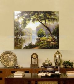 Sala de jantar da pintura de paisagem do sumário da árvore da montanha da lona