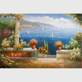 Porto mediterrâneo das férias de Art Sea Landscape Oil Painting da parede do jardim