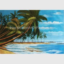 As pinturas havaianas pintados à mão da arte finala, árvores de coco ajardinam a pintura a óleo na lona