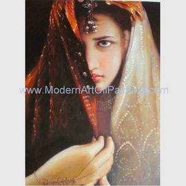 Povos históricos da reprodução árabe feito a mão da pintura a óleo da menina que pintam na lona