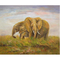 100% pinturas a óleo feitos a mão do amor do elefante da família na parede animal bonito Art Mural da lona para a decoração da casa