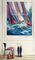 Pinturas abstratas dos barcos de navigação da faca de paleta, arte grossa pintado à mão da lona do óleo