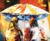 Pintura a óleo quadro da faca de paleta na lona, sumário Art Paintings Umbrella Girls