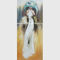 Vestido branco moderno de Art Oil Painting Lady In da lona coberto com a camada plástica fina