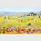 Decoração vermelha amarela das empresas da vila de Toscânia da pintura a óleo abstrata moderna da paisagem