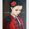 Figura humana lona de pintura a óleo da pintura/mulher de fumo na pintura vermelha