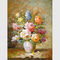 Das pinturas a óleo imóveis florais da vida do sumário pintura colorida da lona do vaso de flores