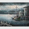 Pintura contemporânea do barco de pesca em cópias das pinturas do navio do mar/navigação