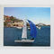 Pintura a óleo realística do veleiro na lona, pintura feita sob encomenda do retrato da foto
